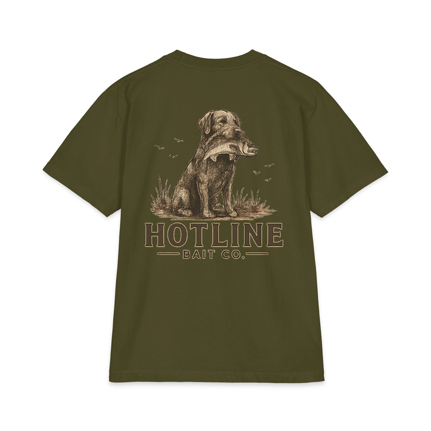 Hotline Bait Co. Labrador T-Shirt — Vintage Fishing Dog Tee