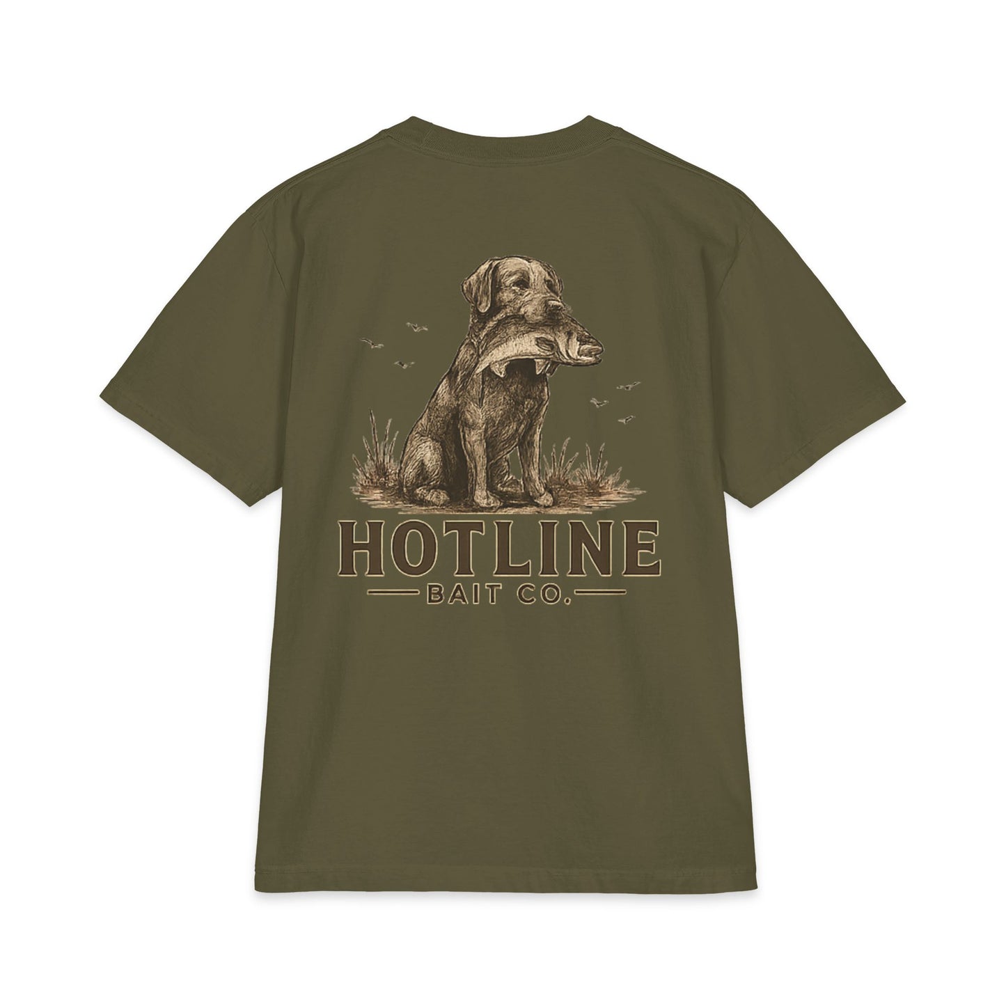Hotline Bait Co. Labrador T-Shirt — Vintage Fishing Dog Tee