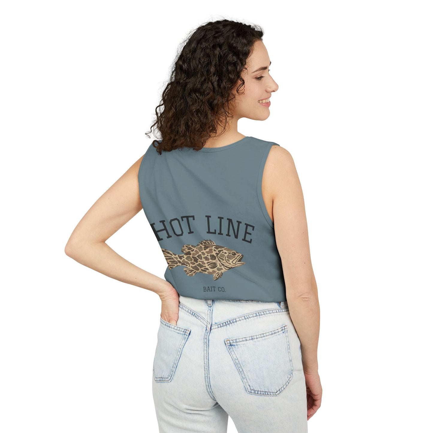 Hot Line Bait Co. Fish Graphic Tank Top — Retro Fishing Summer Tee