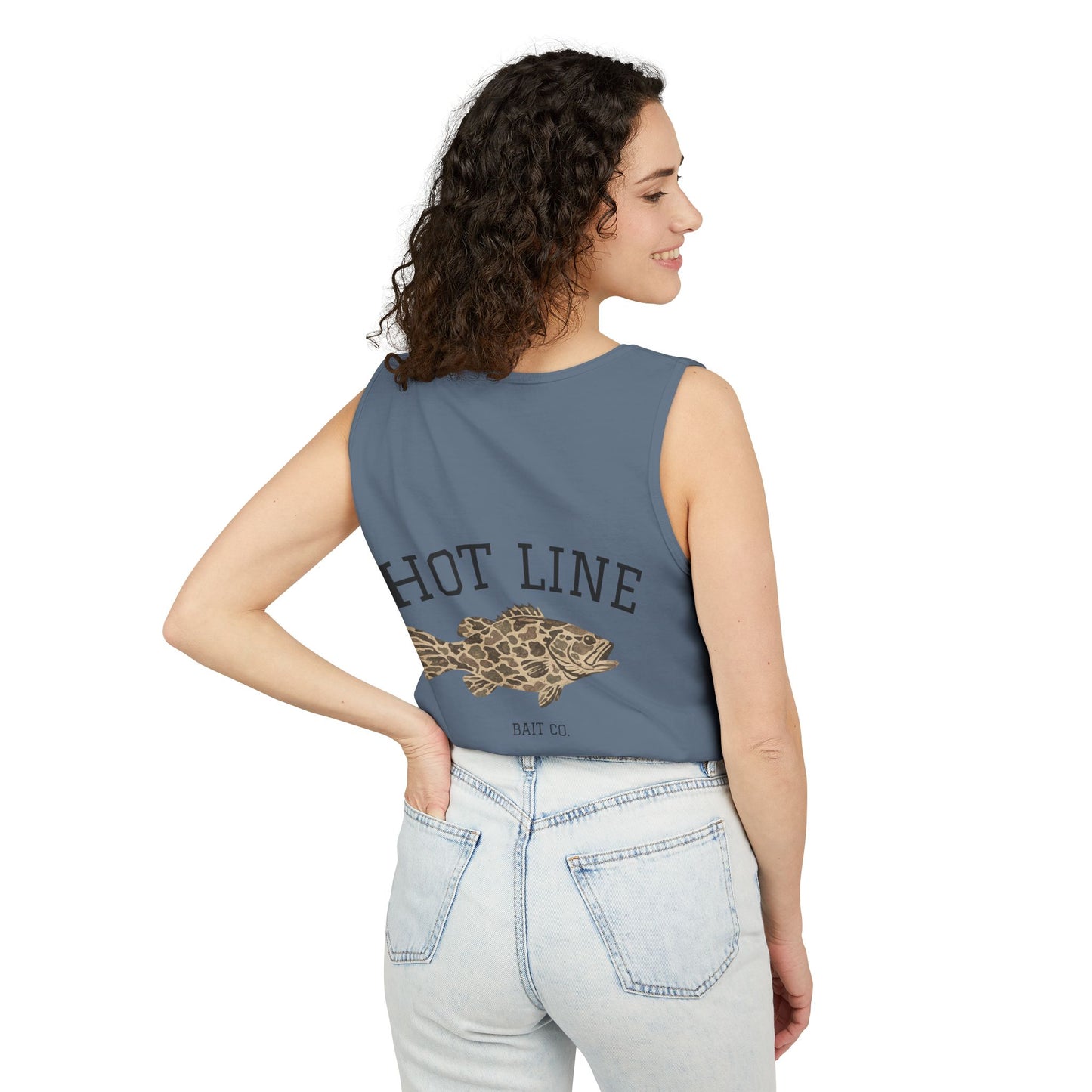 Hot Line Bait Co. Fish Graphic Tank Top — Retro Fishing Summer Tee