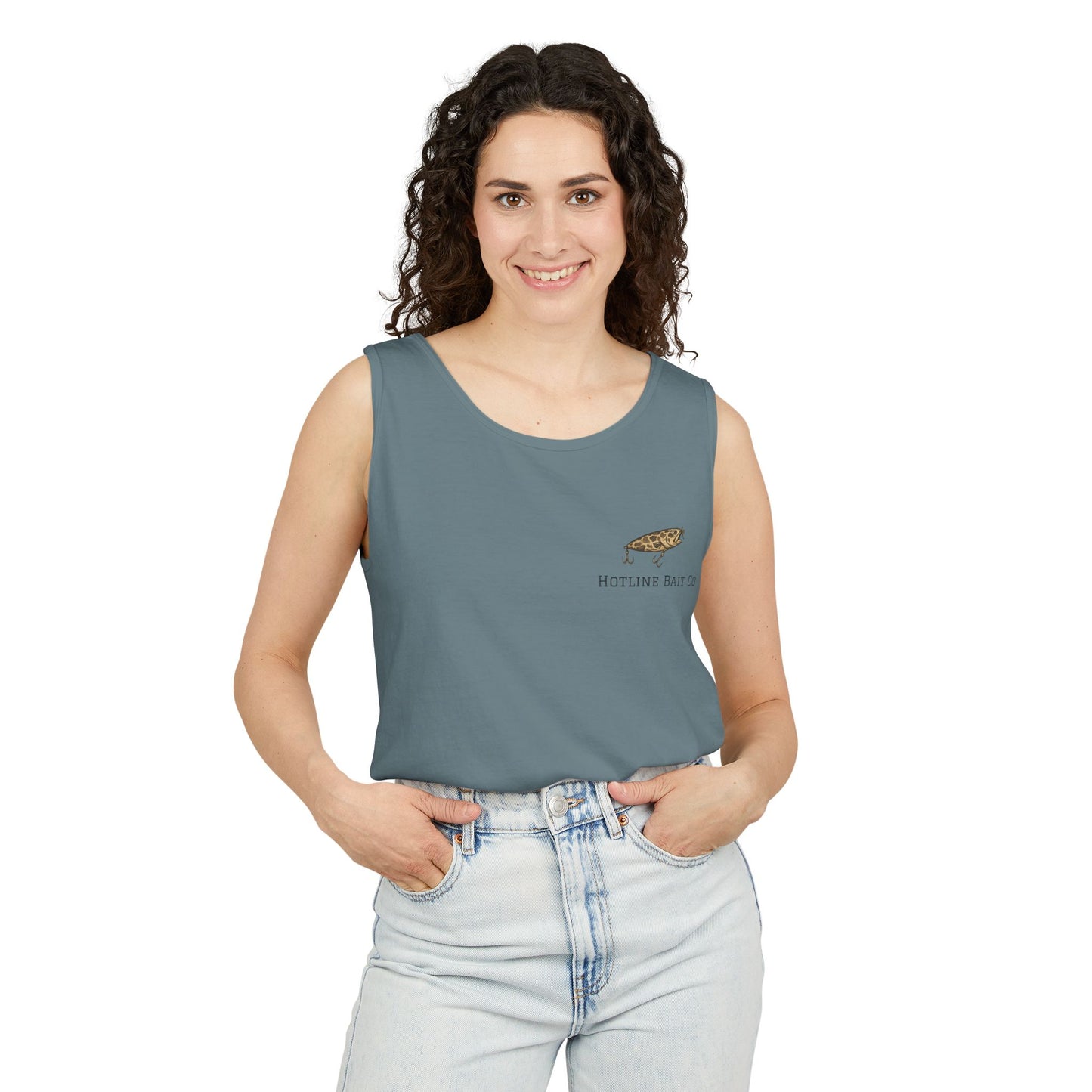 Hot Line Bait Co. Fish Graphic Tank Top — Retro Fishing Summer Tee