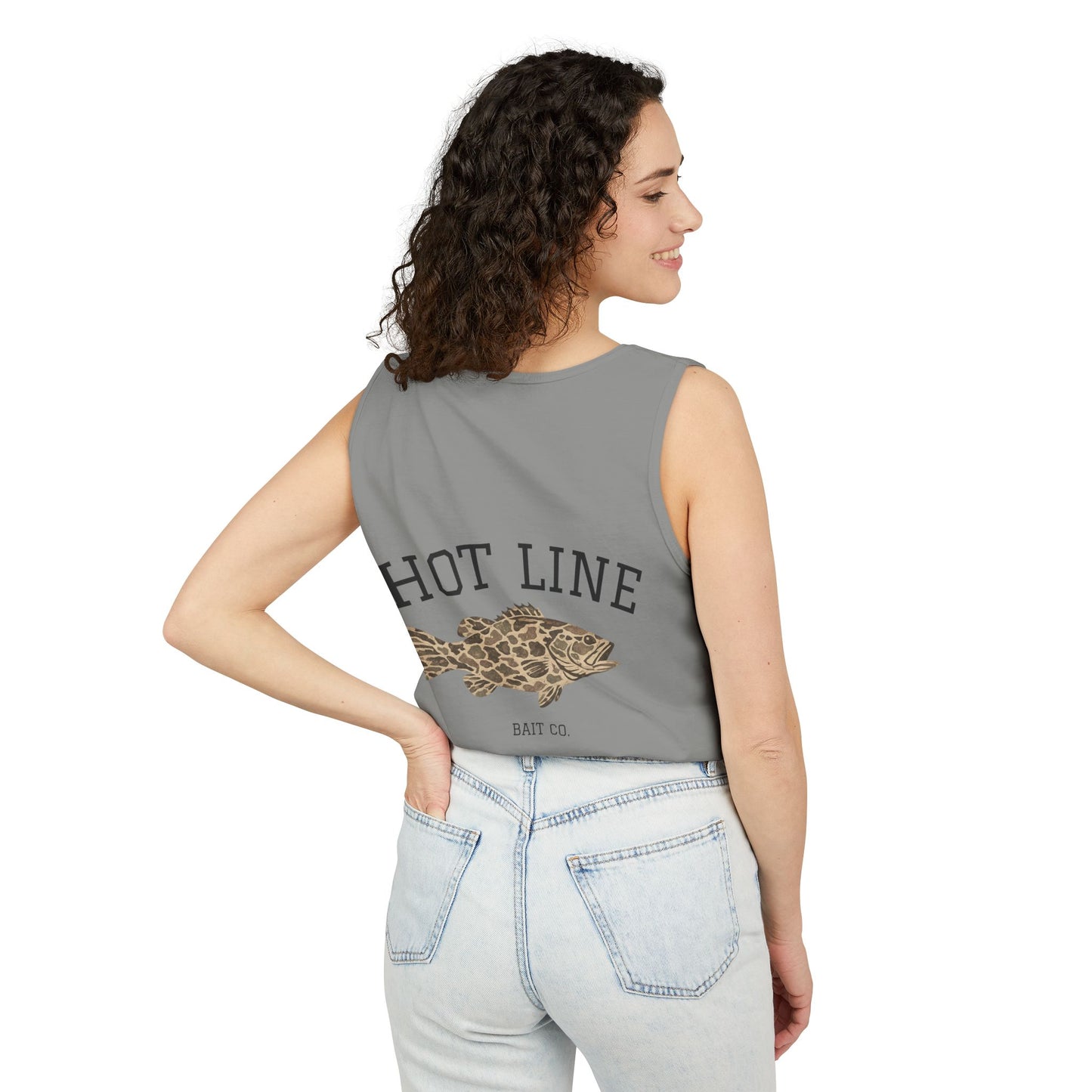Hot Line Bait Co. Fish Graphic Tank Top — Retro Fishing Summer Tee
