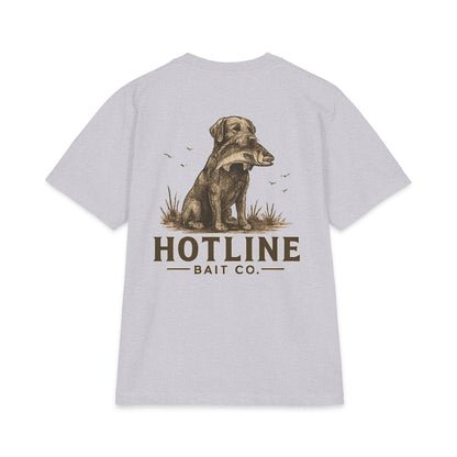 Hotline Bait Co. Labrador T-Shirt — Vintage Fishing Dog Tee