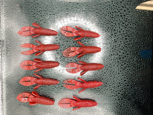 Red crawfish on a textured surface